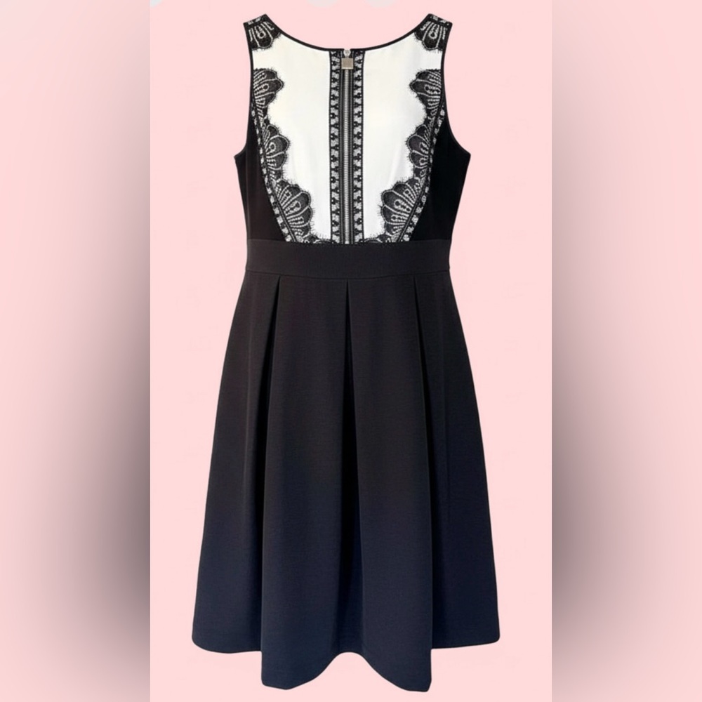 White House Black Market Black Dress with White Lace Bodice
